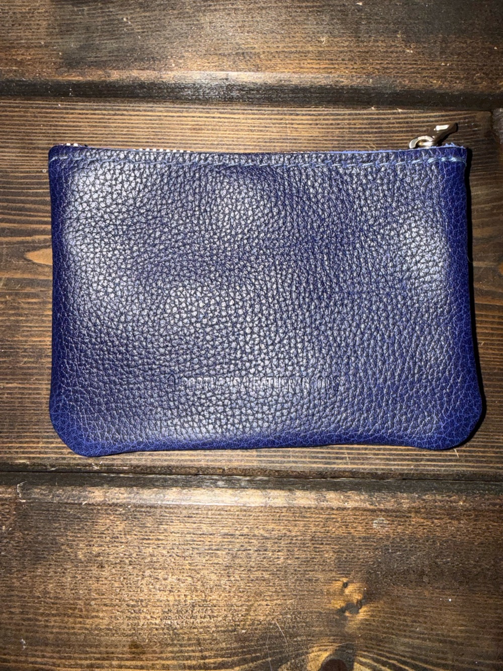 Portland Leather Blue Pebbled Double Zip Wallet